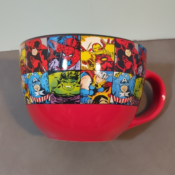 24 Oz Marvel Mug Soup Cup Spiderman Hulk Thor Captain America Daredevil Heroes - Picture 1 of 8